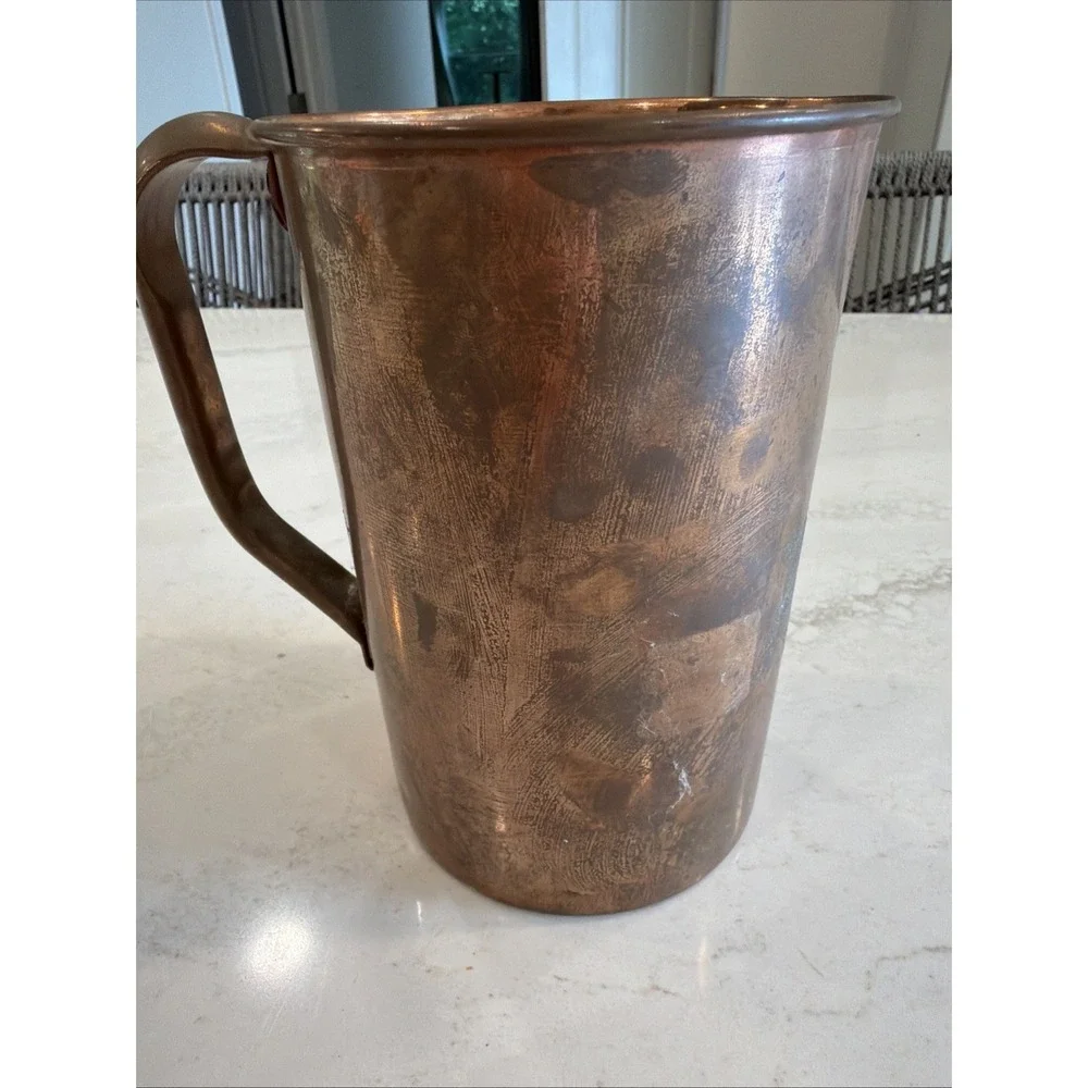 Antique Solid Copper Dairy Milk Measure Pitcher Hand Riveted Farmhouse 7